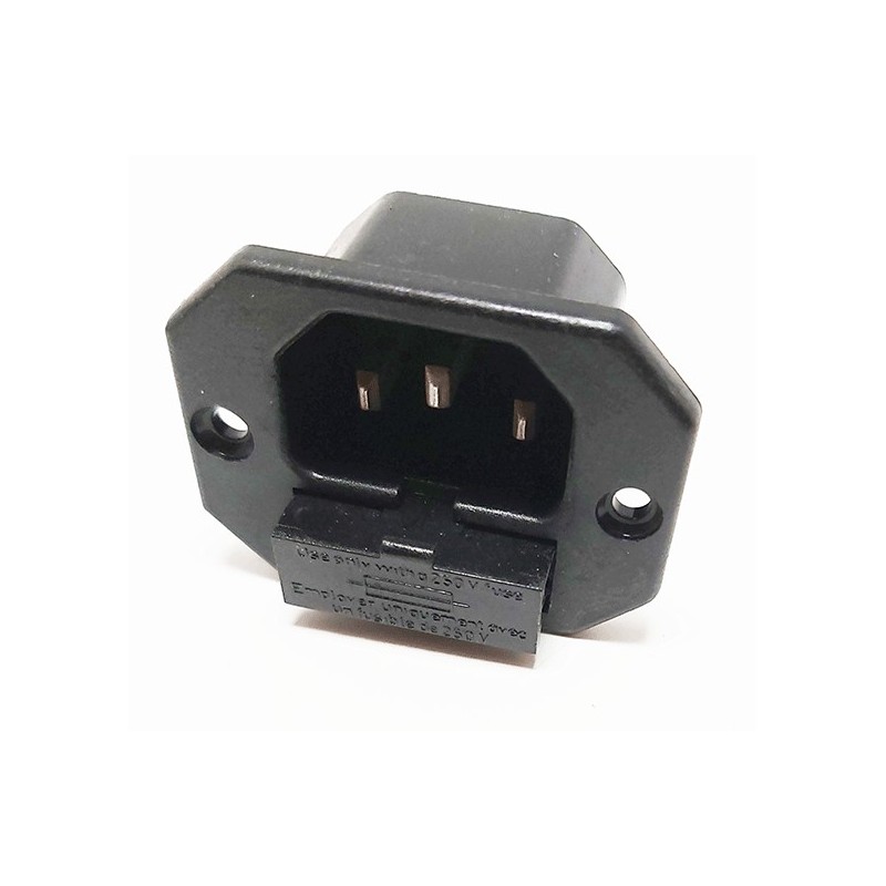 Prise secteur femelle chassis avec porte fusible