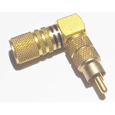 Rca mâle doré coudé rouge