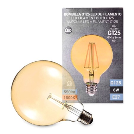 Ampoule LED E27 6W G125 Filament Vintage Gold