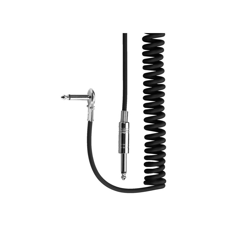 Cordon guitare spiralé, jack 6,35 mâle - jack 6,35 mono