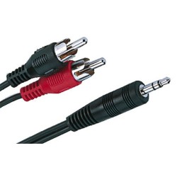 Cordon audio jack 3,5 mâle stéréo / 2 x RCA mâle