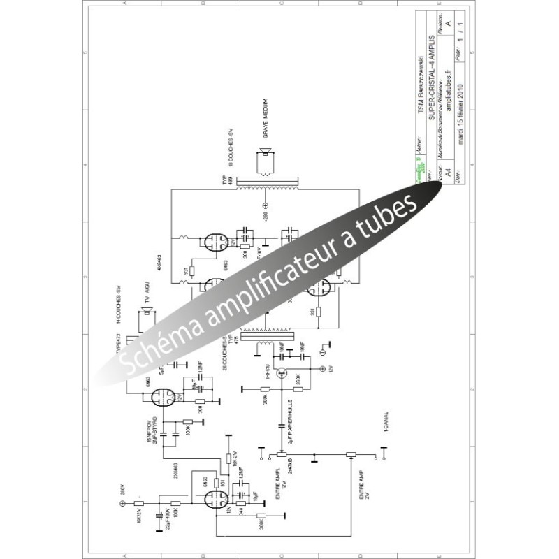 Schéma amplificateur classe A 3 watts tube 6V6
