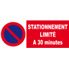 panneau stationnement limité à 30 minutes