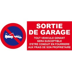 panneau stationnement interdit sortie de garage