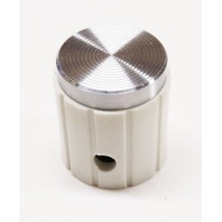 Bouton de potentiomètre axe 6mm a vis blanc