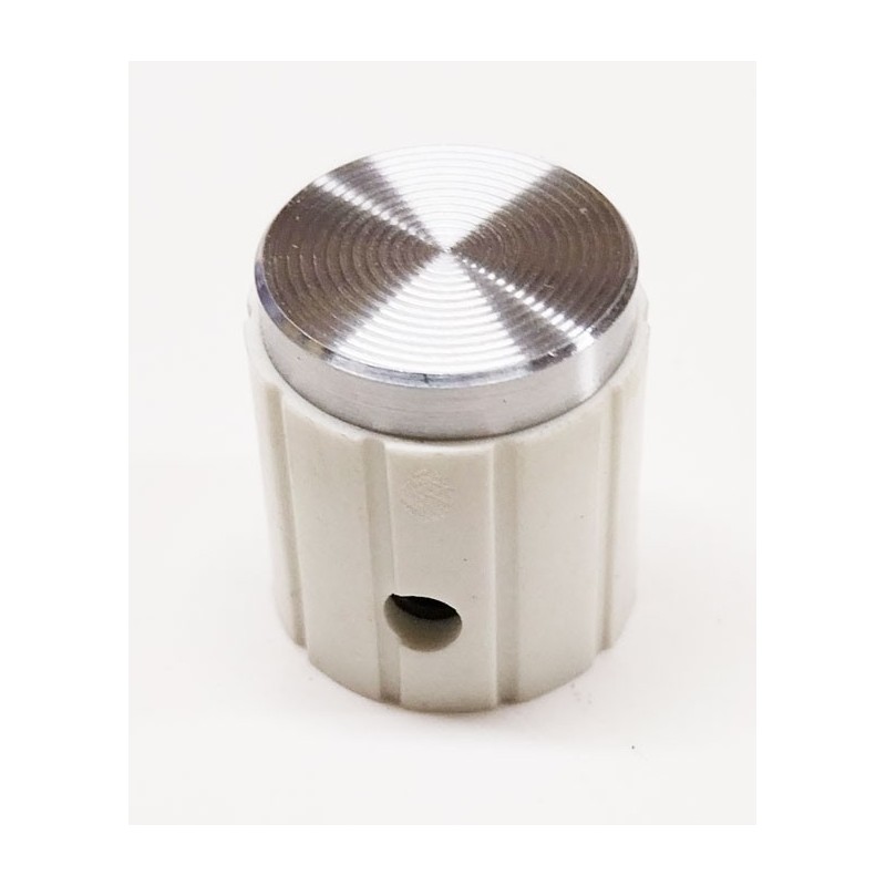Bouton de potentiomètre axe 6mm a vis blanc