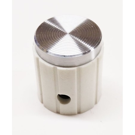Bouton de potentiomètre axe 6mm a vis blanc