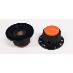 Bouton de potentiomètre rouge axe 6mm a vis numéroté