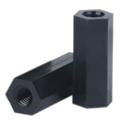 Entretoise Hexagonale en Nylon Noir ou Blanc, Colonne Femelle, Double Passage, Plastique