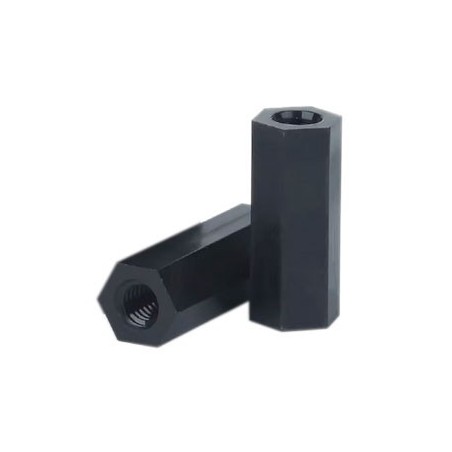Entretoise Hexagonale en Nylon Noir ou Blanc, Colonne Femelle, Double Passage, Plastique