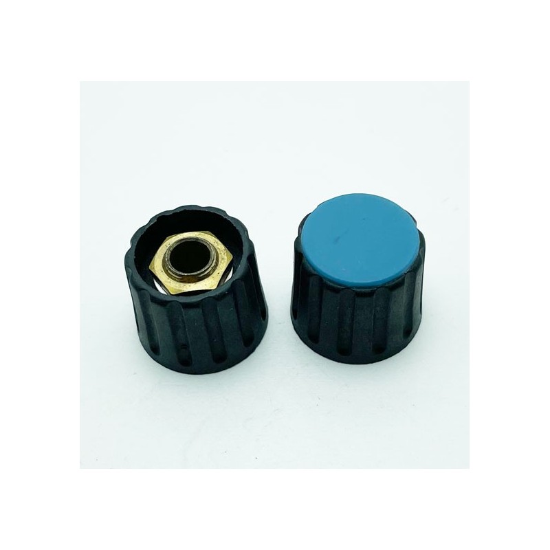 Bouton de potentiomètre axe 6mm bleu