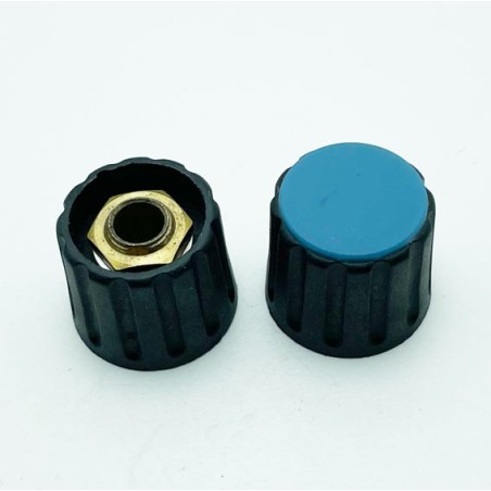 Bouton de potentiomètre axe 6mm bleu