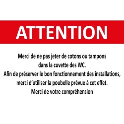 Panneau merci de ne pas jeter de cotons ou tampons dans la cuvette des wc