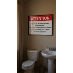 Panneau merci de ne pas jeter de cotons ou tampons dans la cuvette des wc