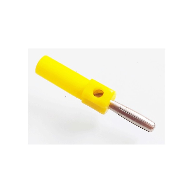 Fiche banane 4mm jaune serrage a vis de couleur jaune