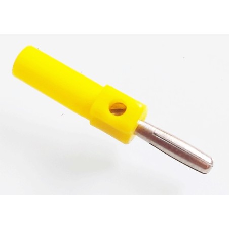 Fiche banane 4mm jaune serrage a vis de couleur jaune